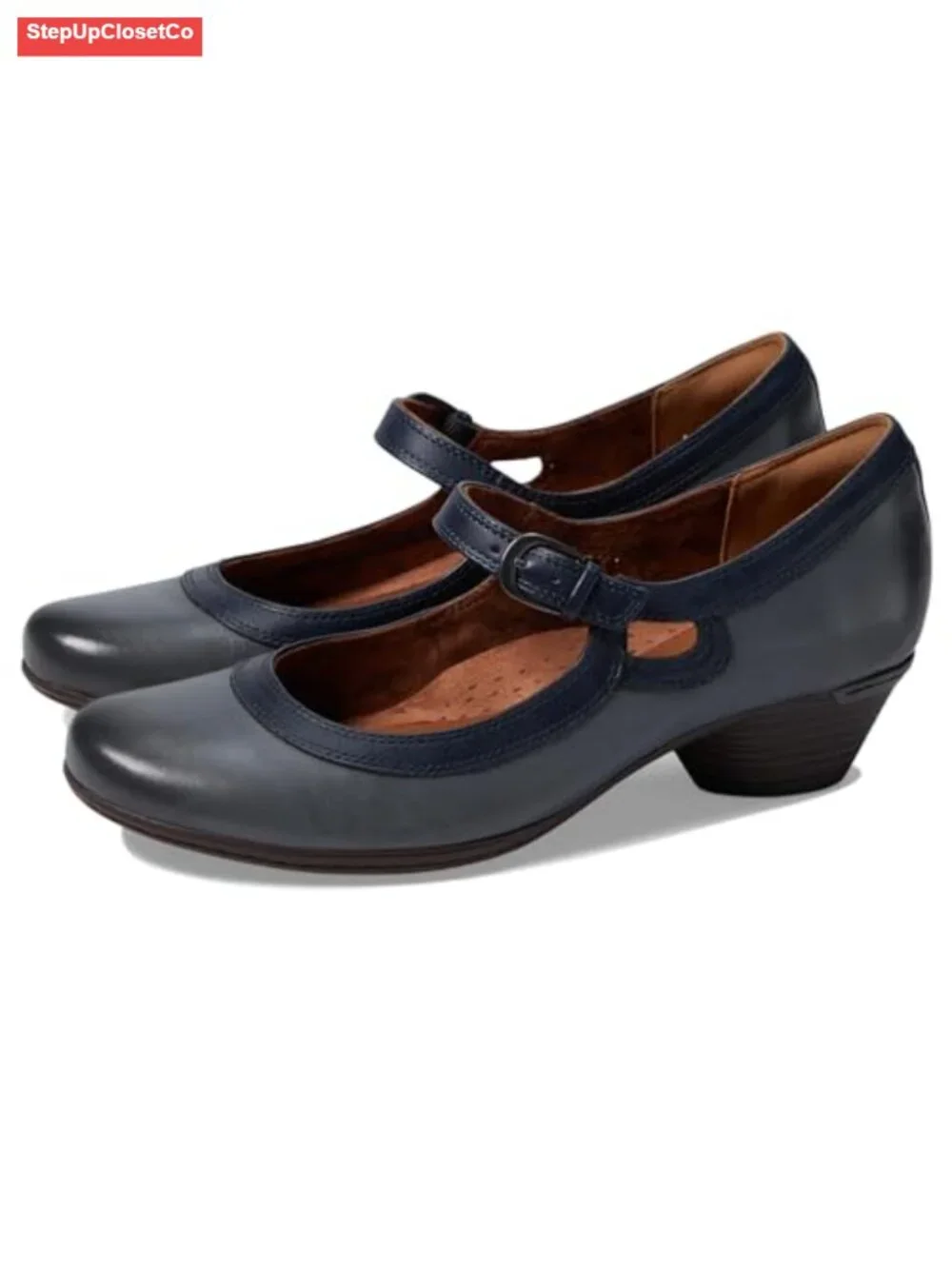 Mary Jane Loafers with Microfiber Lining & Footbed Cover, 1 5/8 Inch Heel